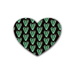 Watercolor Seaweed Black Rubber Heart Coaster (4 Pack) by ConteMonfrey