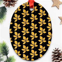 Orange And Black Leaves Ornament (oval) by ConteMonfrey