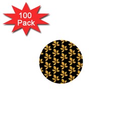 Orange And Black Leaves 1  Mini Buttons (100 Pack)  by ConteMonfrey