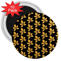 Orange And Black Leaves 3  Magnets (10 Pack)  by ConteMonfrey