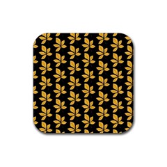 Orange And Black Leaves Rubber Coaster (square) by ConteMonfrey