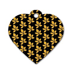 Orange And Black Leaves Dog Tag Heart (one Side) by ConteMonfrey