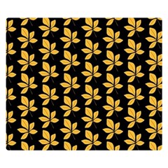 Orange And Black Leaves Double Sided Flano Blanket (small)  by ConteMonfrey