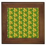 Orange Leaves Green Framed Tile Front