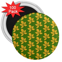 Orange Leaves Green 3  Magnets (100 Pack) by ConteMonfrey