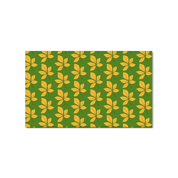 Orange Leaves Green Sticker (Rectangular)