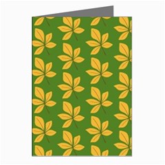 Orange Leaves Green Greeting Cards (pkg Of 8) by ConteMonfrey