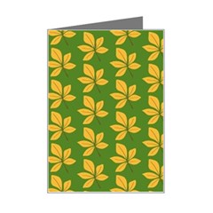 Orange Leaves Green Mini Greeting Card by ConteMonfrey