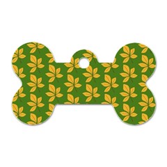 Orange Leaves Green Dog Tag Bone (one Side) by ConteMonfrey