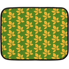 Orange Leaves Green Double Sided Fleece Blanket (mini)  by ConteMonfrey