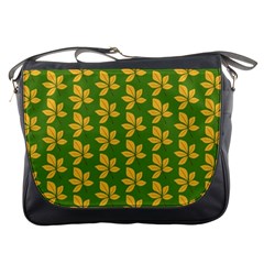 Orange Leaves Green Messenger Bag by ConteMonfrey