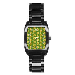 Orange Leaves Green Stainless Steel Barrel Watch by ConteMonfrey