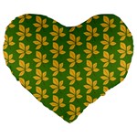 Orange Leaves Green Large 19  Premium Flano Heart Shape Cushions Front