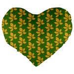 Orange Leaves Green Large 19  Premium Flano Heart Shape Cushions Back