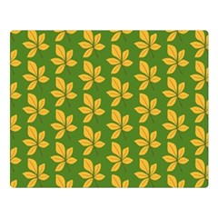 Orange Leaves Green Double Sided Flano Blanket (large)  by ConteMonfrey