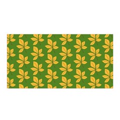 Orange Leaves Green Satin Wrap 35  X 70  by ConteMonfrey