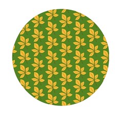 Orange Leaves Green Mini Round Pill Box by ConteMonfrey