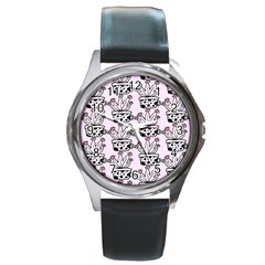 Lovely Cactus With Flower Round Metal Watch by ConteMonfrey