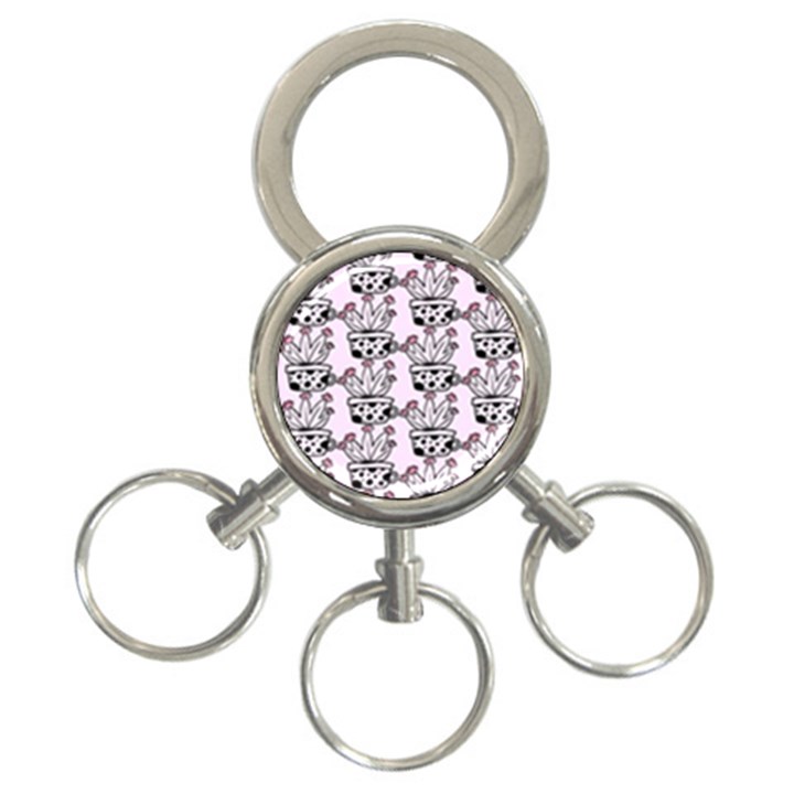 Lovely Cactus With Flower 3-Ring Key Chain