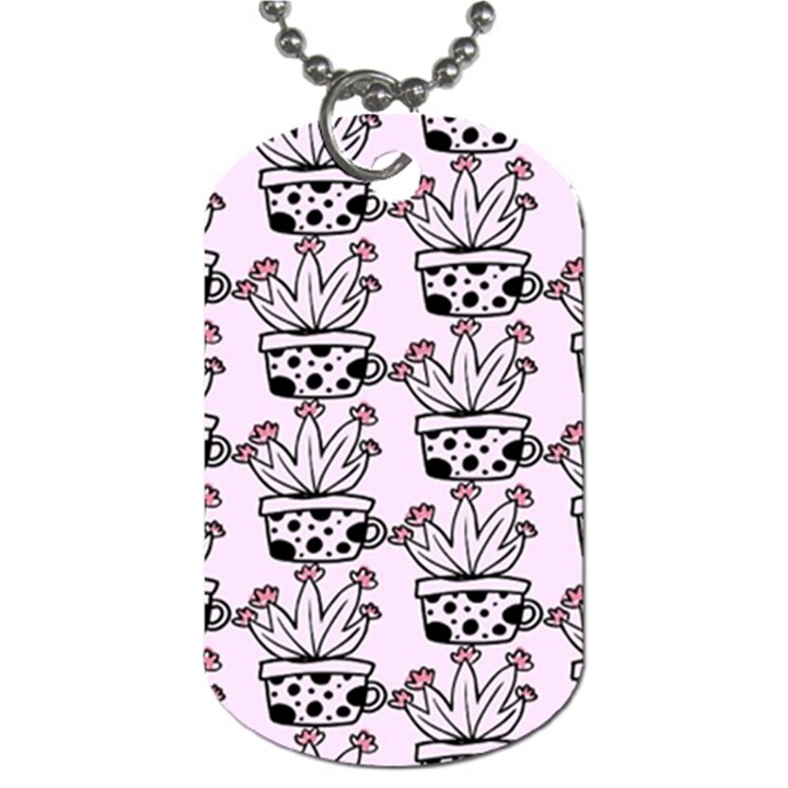 Lovely Cactus With Flower Dog Tag (Two Sides)