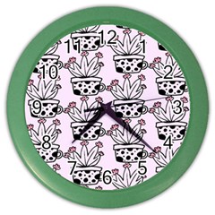 Lovely Cactus With Flower Color Wall Clock by ConteMonfrey