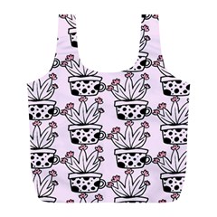 Lovely Cactus With Flower Full Print Recycle Bag (l) by ConteMonfrey