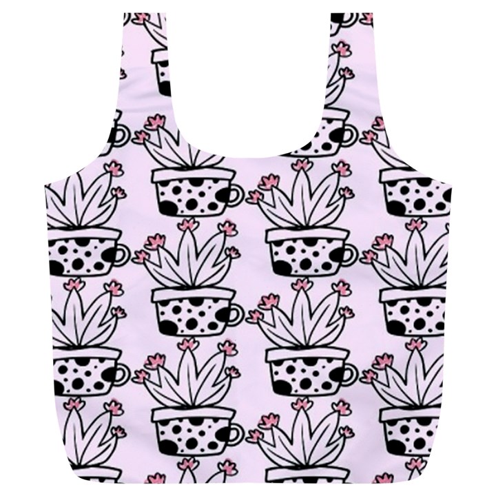 Lovely Cactus With Flower Full Print Recycle Bag (XL)