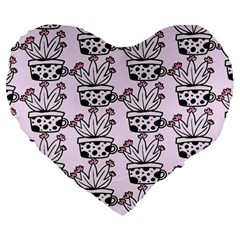 Lovely Cactus With Flower Large 19  Premium Flano Heart Shape Cushions by ConteMonfrey