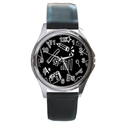 Knowledge Drawing Education Science Round Metal Watch by Wegoenart