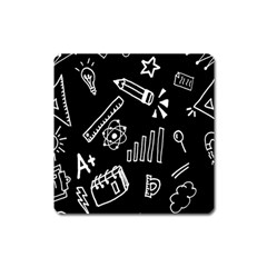 Knowledge Drawing Education Science Square Magnet by Wegoenart