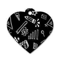 Knowledge Drawing Education Science Dog Tag Heart (two Sides) by Wegoenart