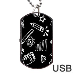 Knowledge Drawing Education Science Dog Tag Usb Flash (two Sides) by Wegoenart