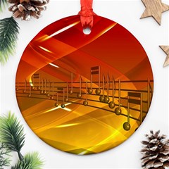 Music Notes Melody Note Sound Round Ornament (two Sides) by Wegoenart