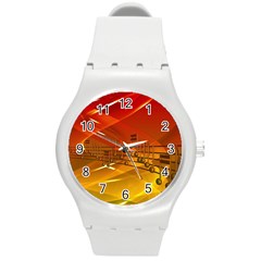 Music Notes Melody Note Sound Round Plastic Sport Watch (m) by Wegoenart