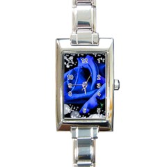 Blue Rose Bloom Blossom Rectangle Italian Charm Watch by Wegoenart