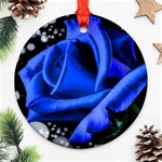 Blue Rose Bloom Blossom Ornament (Round) Front