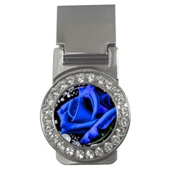 Blue Rose Bloom Blossom Money Clips (cz)  by Wegoenart