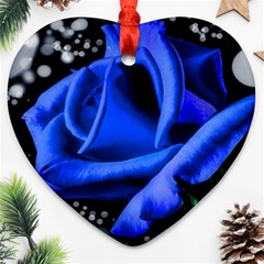 Blue Rose Bloom Blossom Heart Ornament (two Sides) by Wegoenart