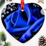 Blue Rose Bloom Blossom Heart Ornament (Two Sides) Back