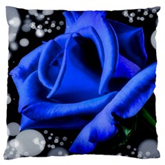 Blue Rose Bloom Blossom Large Cushion Case (one Side) by Wegoenart