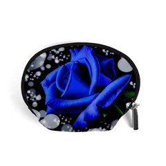 Blue Rose Bloom Blossom Accessory Pouch (small) by Wegoenart