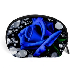 Blue Rose Bloom Blossom Accessory Pouch (large) by Wegoenart