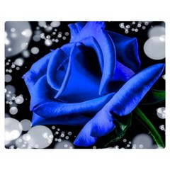 Blue Rose Bloom Blossom Double Sided Flano Blanket (medium)  by Wegoenart