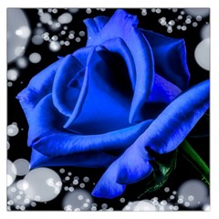 Blue Rose Bloom Blossom Square Satin Scarf (36  X 36 ) by Wegoenart