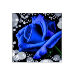 Blue Rose Bloom Blossom Satin Bandana Scarf 22  X 22  by Wegoenart