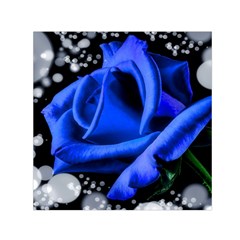 Blue Rose Bloom Blossom Square Satin Scarf (30  X 30 ) by Wegoenart