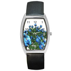 Flower Roses Rose Nature Bouquet Barrel Style Metal Watch by Wegoenart