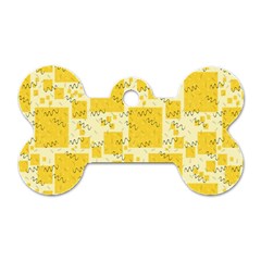 Party Confetti Yellow Squares Dog Tag Bone (two Sides) by Wegoenart