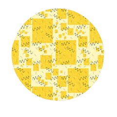 Party Confetti Yellow Squares Mini Round Pill Box by Wegoenart