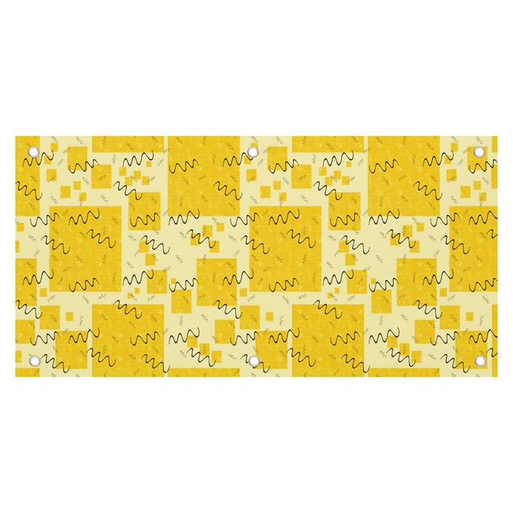 Party Confetti Yellow Squares Banner and Sign 6  x 3 